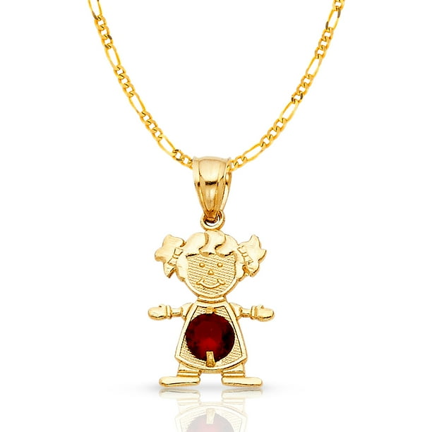 Fine Yellow Gold January Birthstone Red Heart CZ Baby Boy Charm Pendant Fine Yellow Gold January Birthstone Red Heart CZ Baby Boy Charm Pendant
